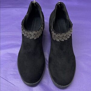 Western Black Ankle Boots with Rhinestone Detail Size 40UK 9US